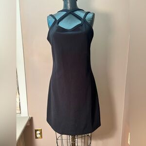 Y2K Double Fault USA Little Black Crosscut Dress Size Medium